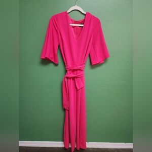 Alexa Admor Hot Pink Belted Wide Leg Jumpsuit Size 6
